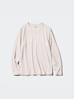 UNIQLO HEATTECH Fleece T-Shirt, Natural, Large, Out of Stock Online